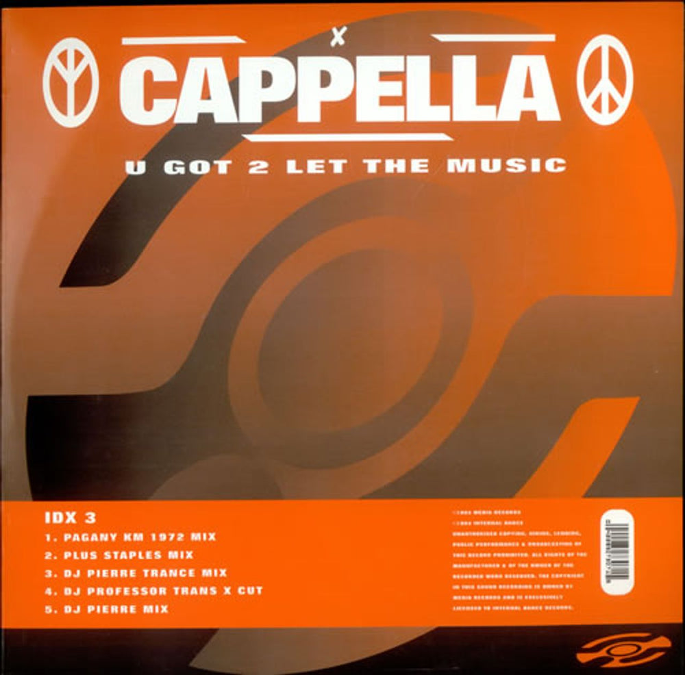 Cappella U Got 2 Let The Music UK 12" vinyl single (12 inch record / Maxi-single) IDX3