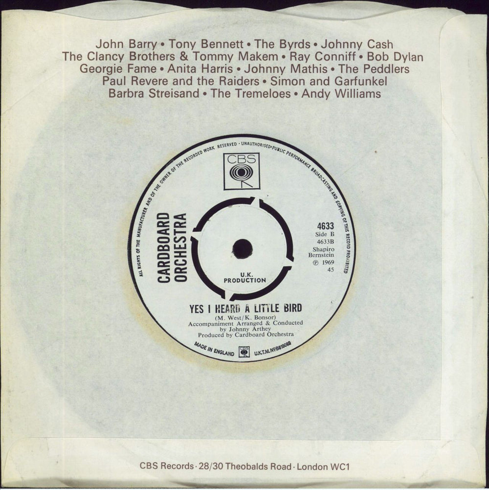 Cardboard Orchestra Nothing But A Sad Sad Song - A label Demo UK Promo 7" vinyl single (7 inch record / 45)