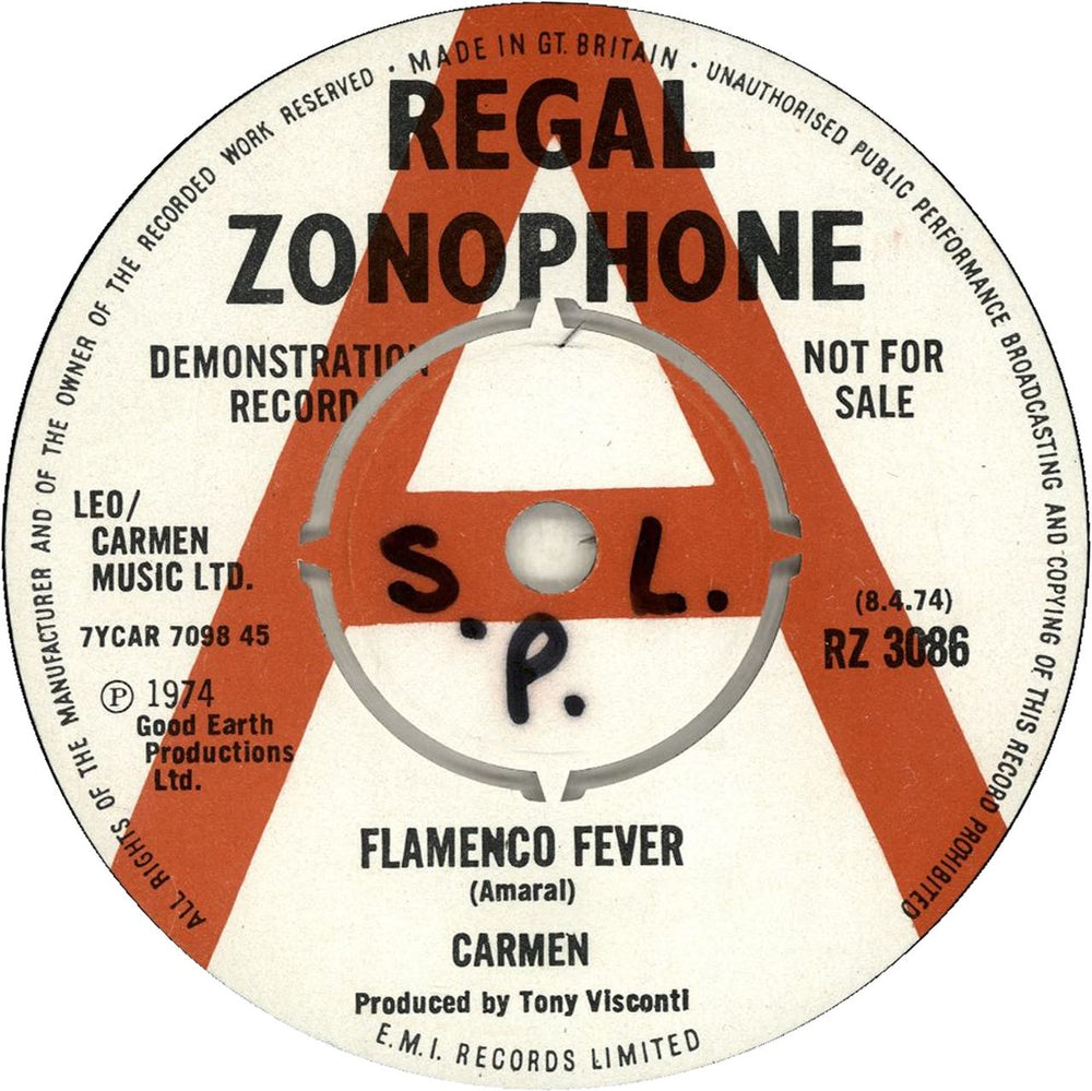 Carmen Flamenco Fever - Demo UK Promo 7" vinyl single (7 inch record / 45) RZ3086