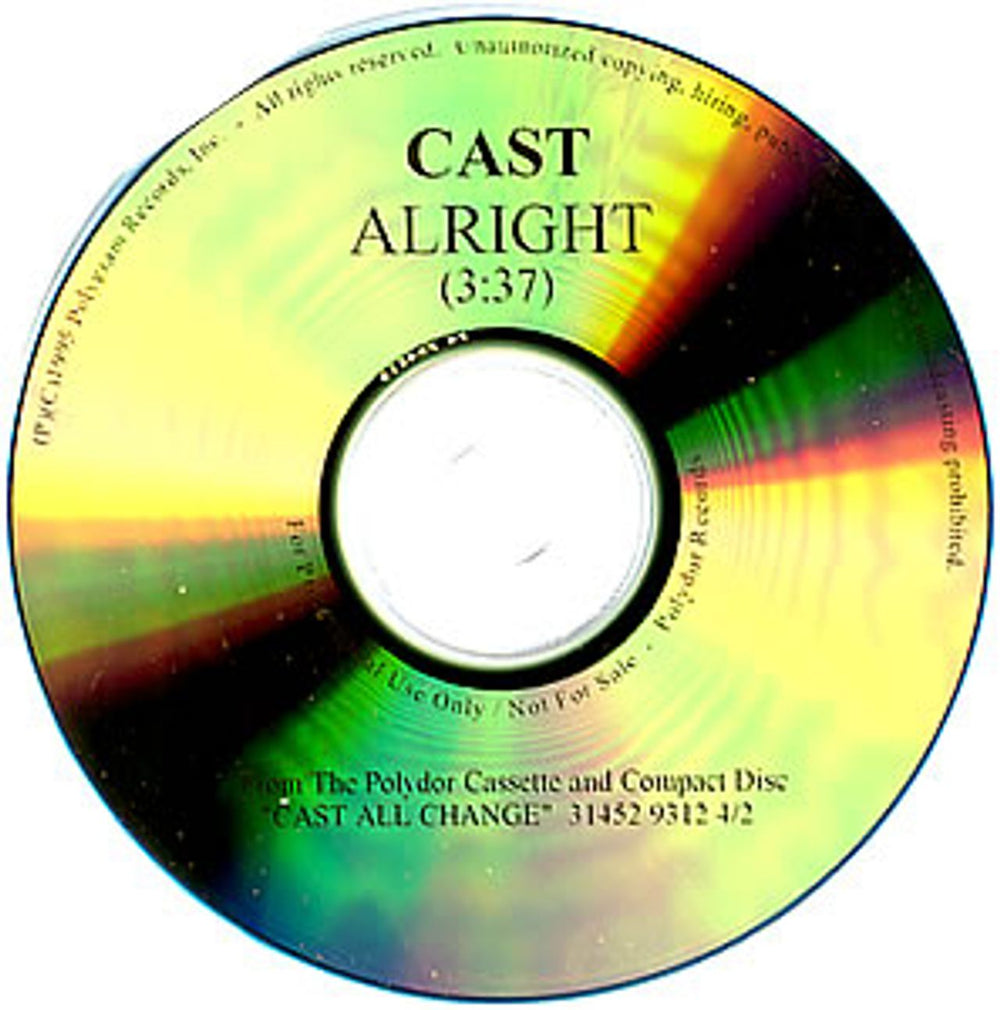 Cast Alright US Promo CD-R acetate