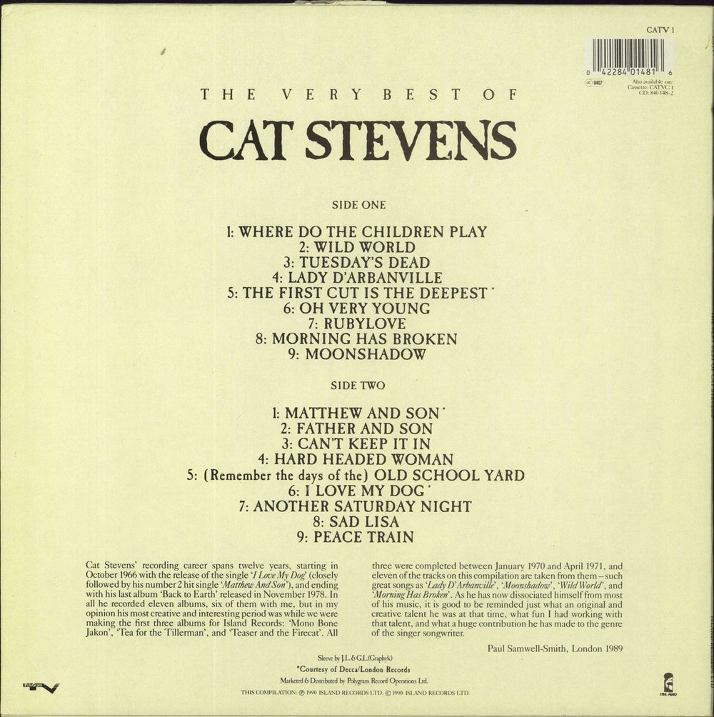 Cat Stevens The Very Best Of Cat Stevens - VG UK vinyl LP album (LP record) 042284014816