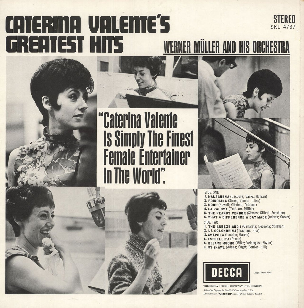 Caterina Valente Caterina Valente's Greatest Hits - boxed Decca label UK vinyl LP album (LP record) CVLLPCA731443