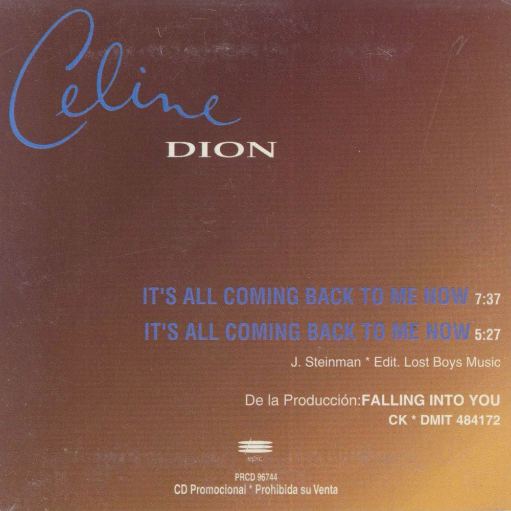 Celine Dion It's All Coming Back To Me Now Mexican CD single (CD5 / 5")