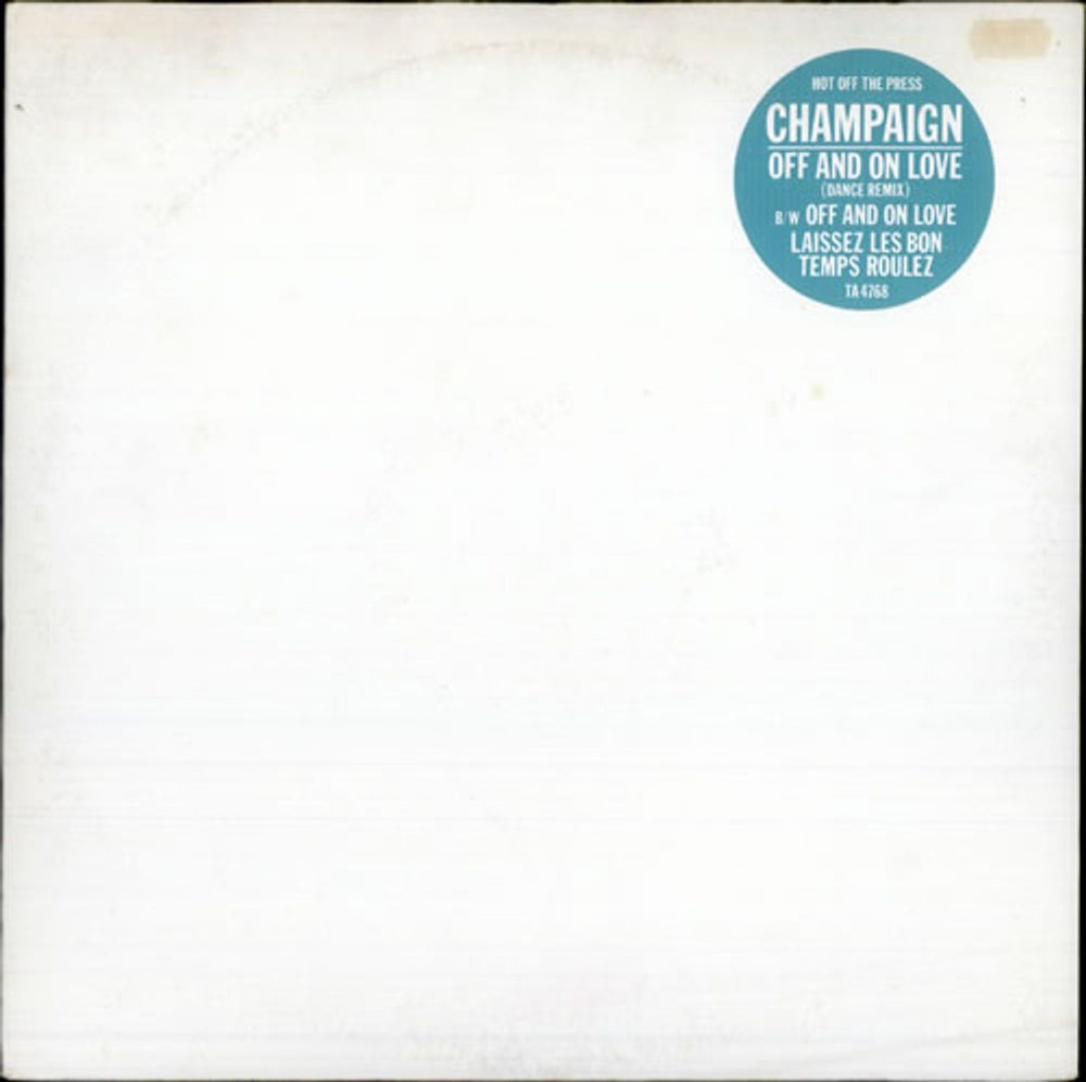 Champaign Off And On Love UK 12" vinyl single (12 inch record / Maxi-single) TA4768