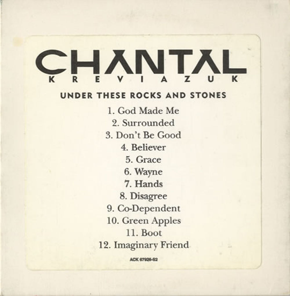 Chantal Kreviazuk Under These Rocks And Stones US Promo CD album (CDLP) ACK67926