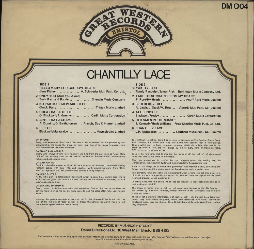 Chantilly Lace Chantilly Lace UK vinyl LP album (LP record)