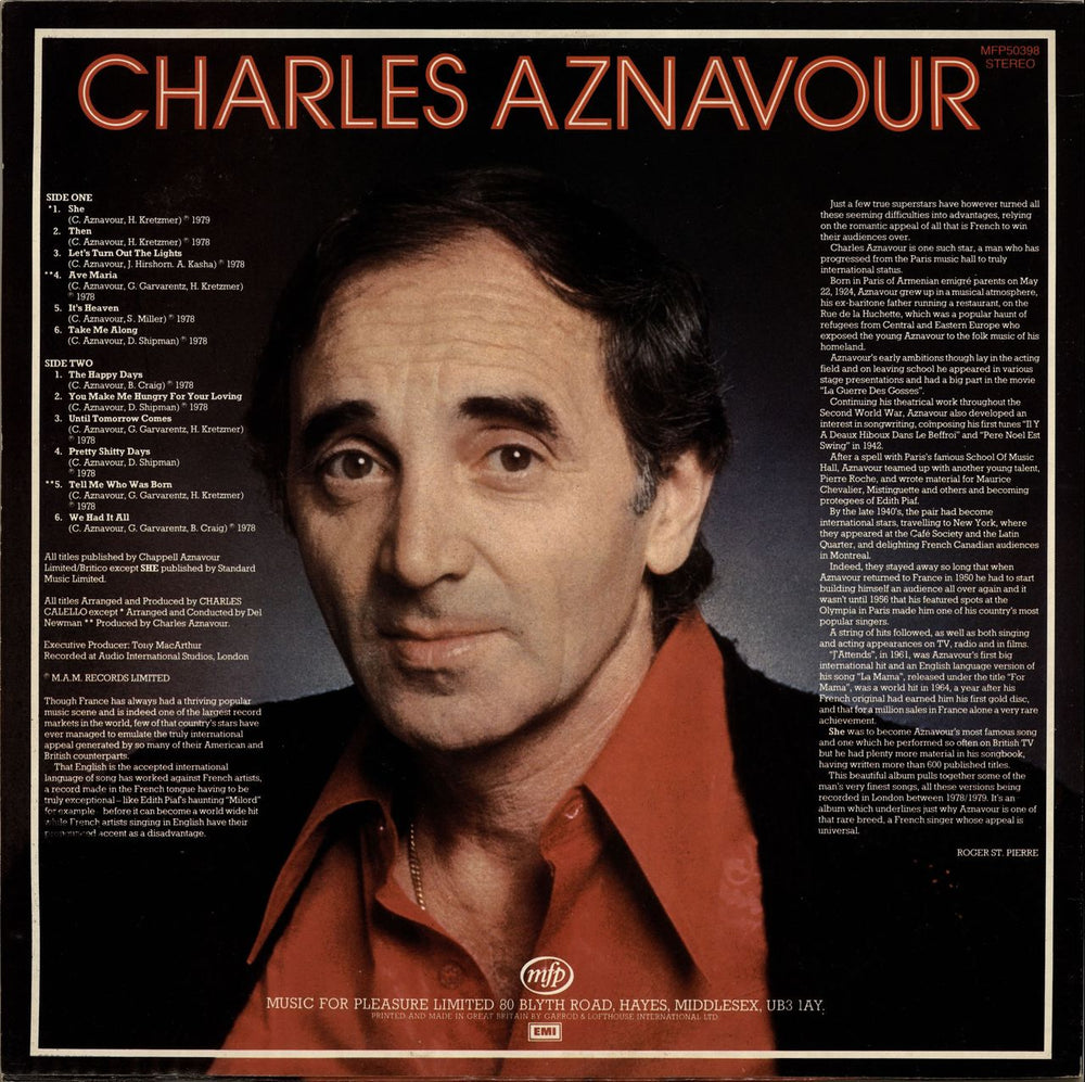 Charles Aznavour Charles Aznavour UK vinyl LP album (LP record)