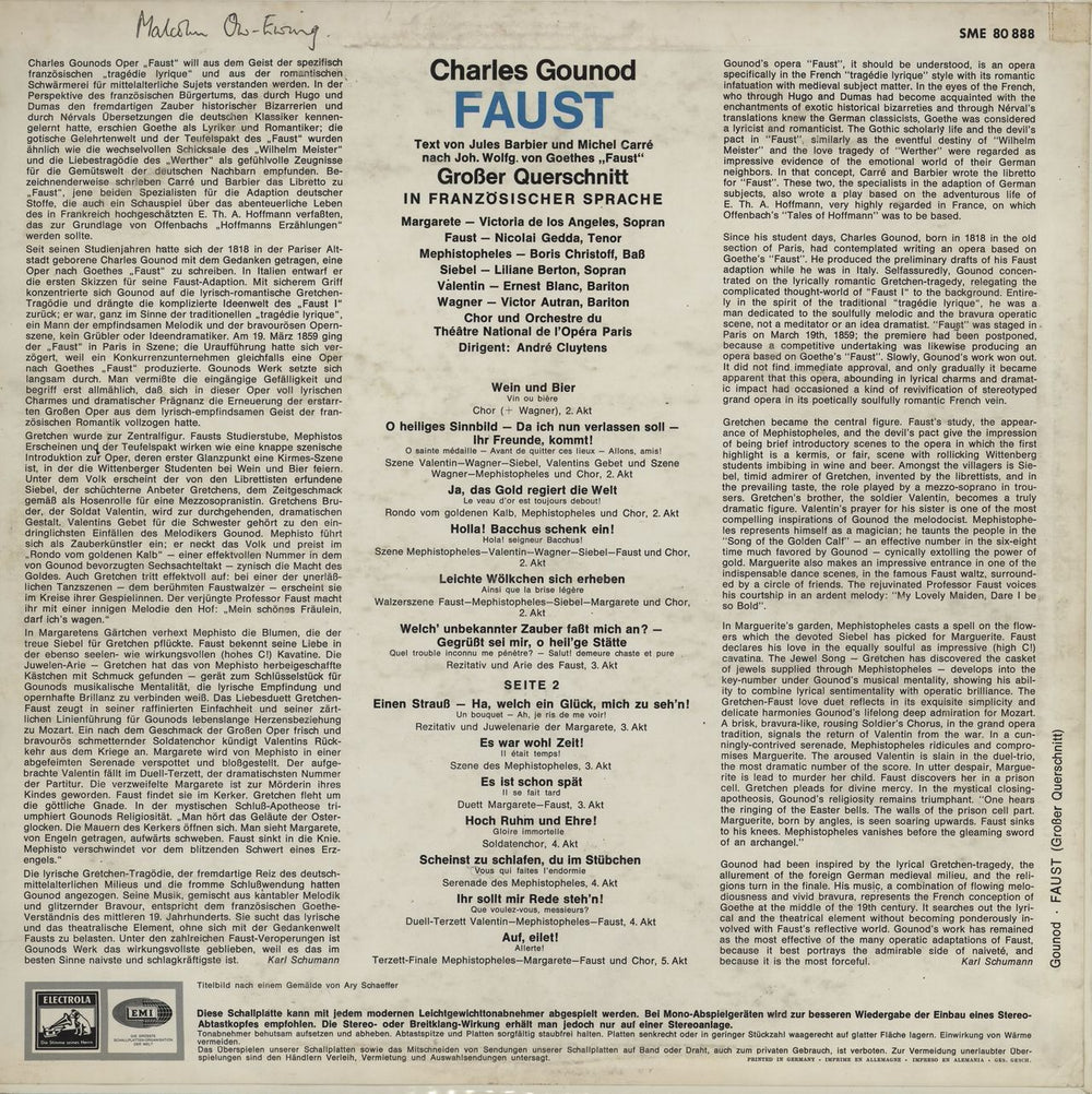 Charles Gounod Highlights From Gounod's Faust German vinyl LP album (LP record)