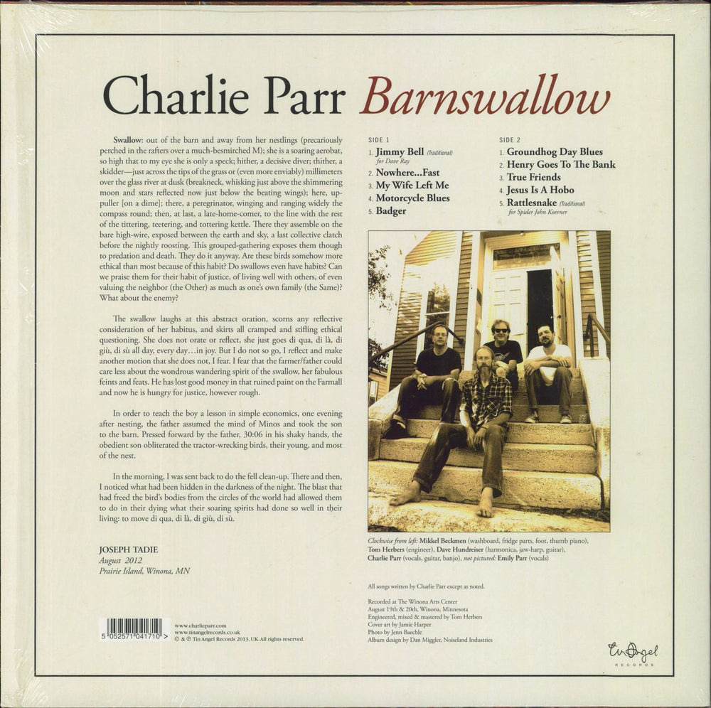 Charlie Parr Barnswallow US vinyl LP album (LP record)