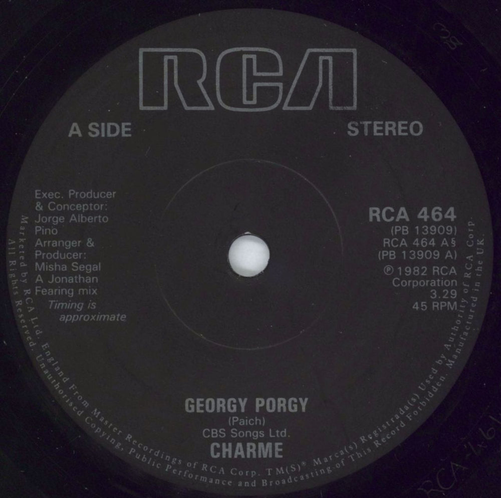 Charme Georgy Porgy UK 7" vinyl single (7 inch record / 45) RCA464