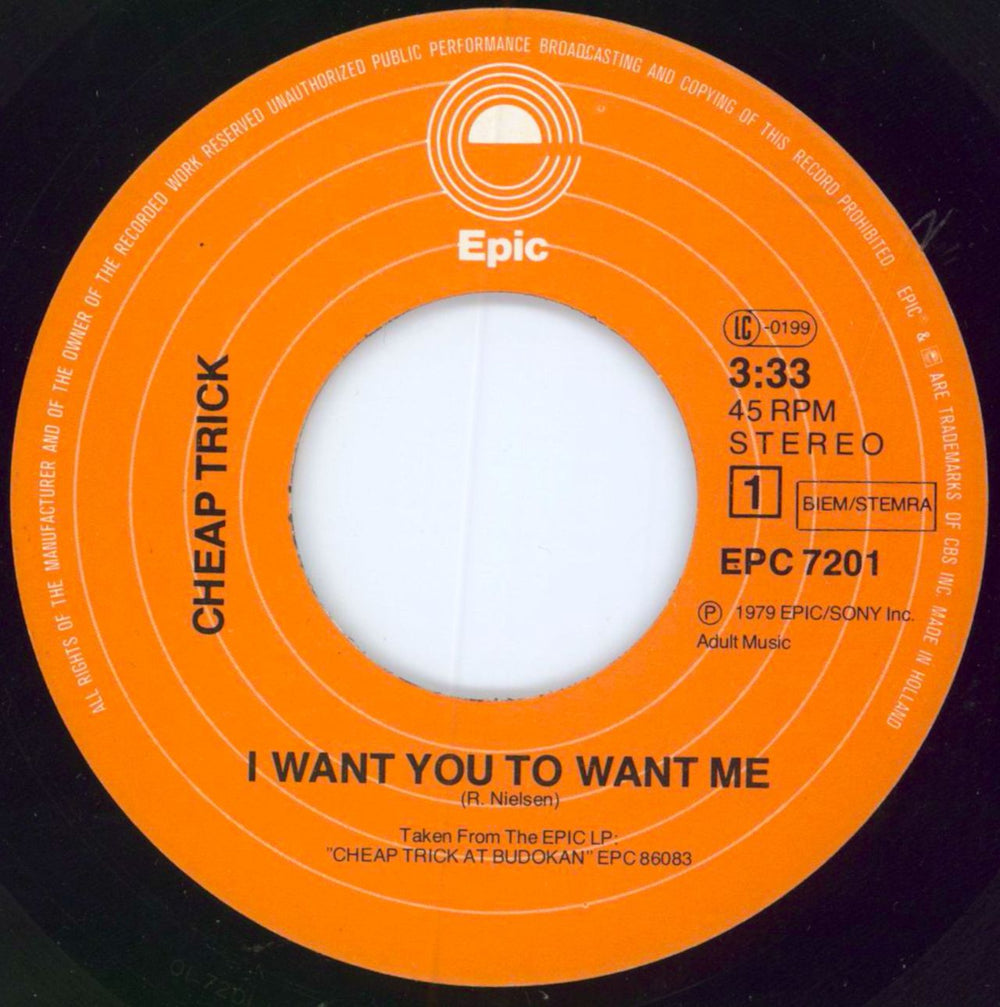 Cheap Trick I Want You To Want Me Dutch 7" vinyl single (7 inch record / 45) CHP07IW798532