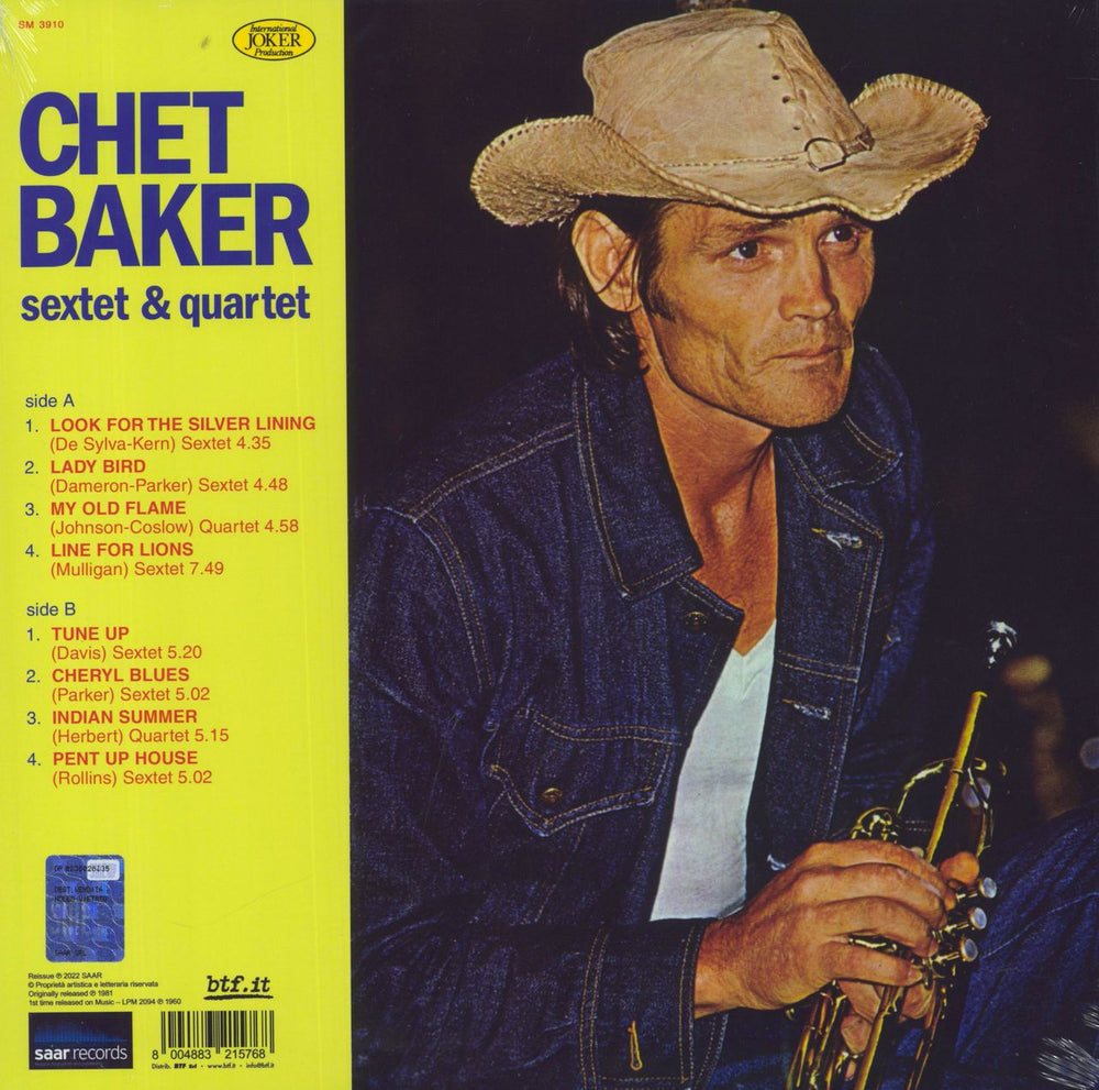 Chet Baker Sextet & Quartet - 180gm Yellow Vinyl - Sealed Italian vinyl LP album (LP record) 8004883215768