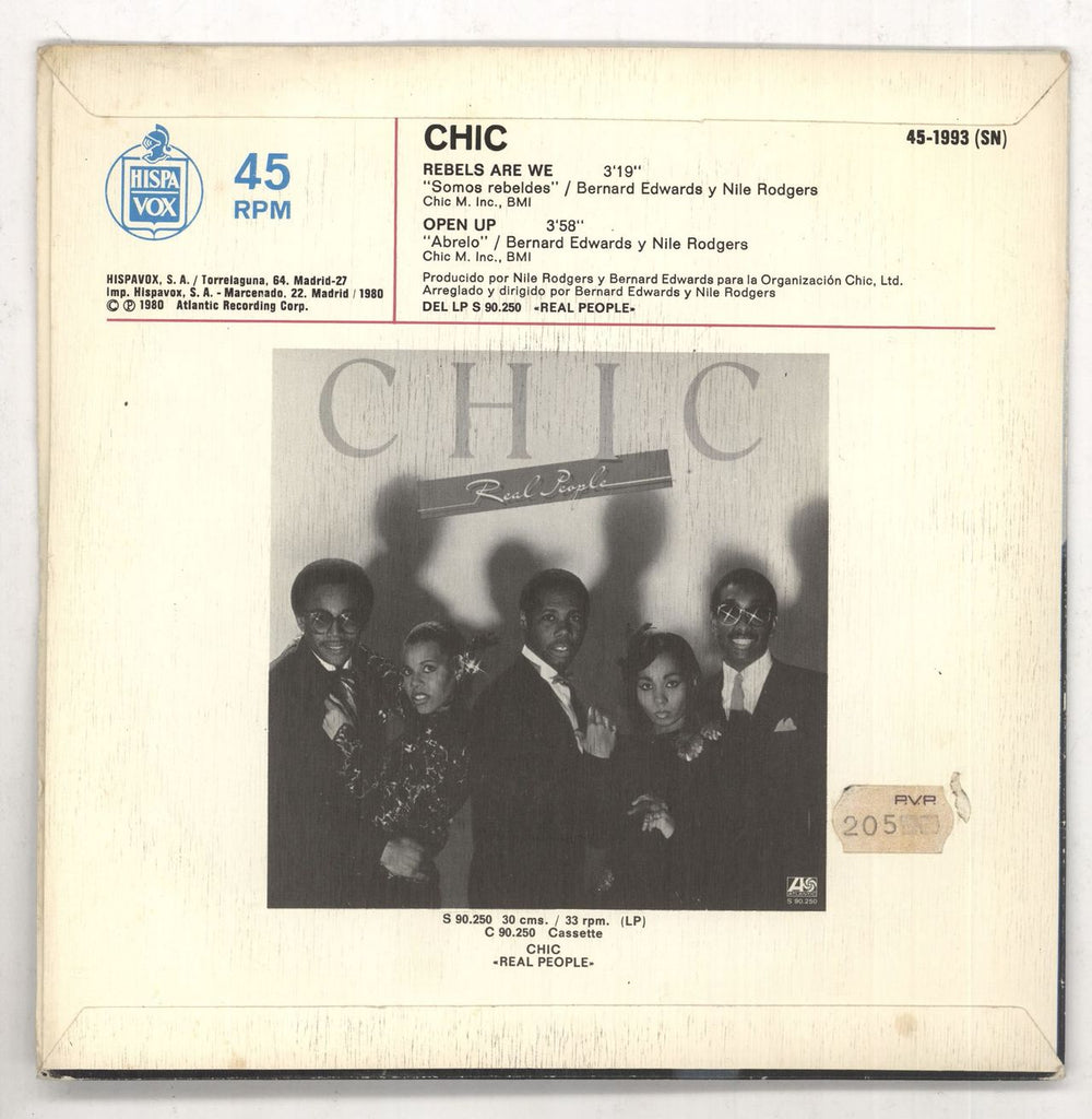 Chic Rebels Are We Spanish 7" vinyl single (7 inch record / 45) CHC07RE738626