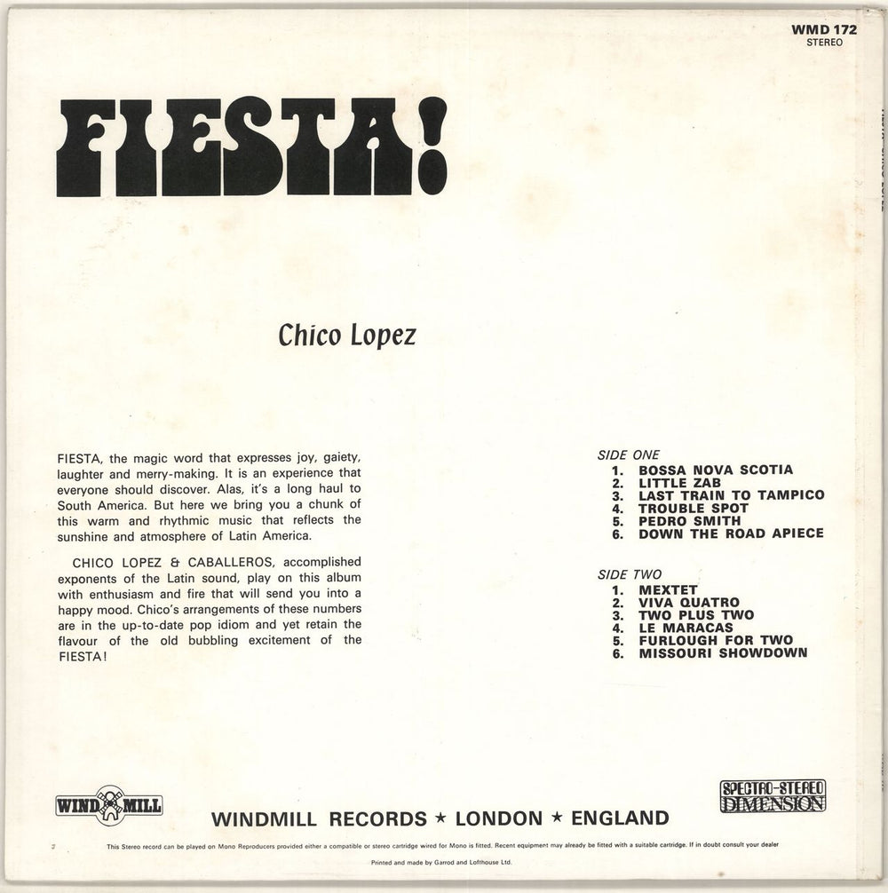 Chico Lopez Fiesta! UK vinyl LP album (LP record)