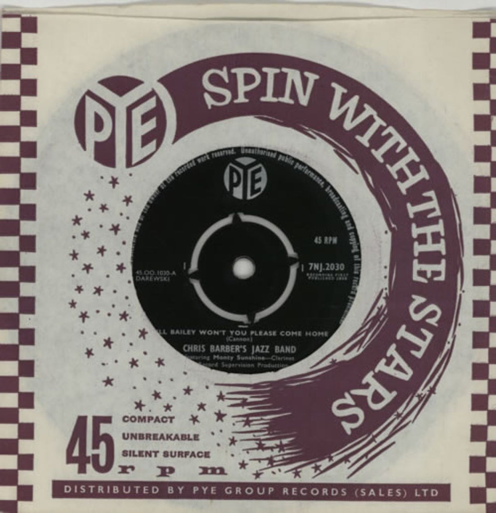 Chris Barber Bill Bailey Won't You Please Come Home UK 7" vinyl single (7 inch record / 45) 7NJ.2030