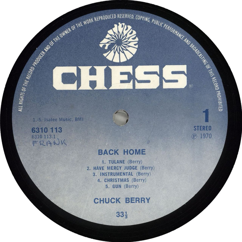 Chuck Berry Back Home UK vinyl LP album (LP record)