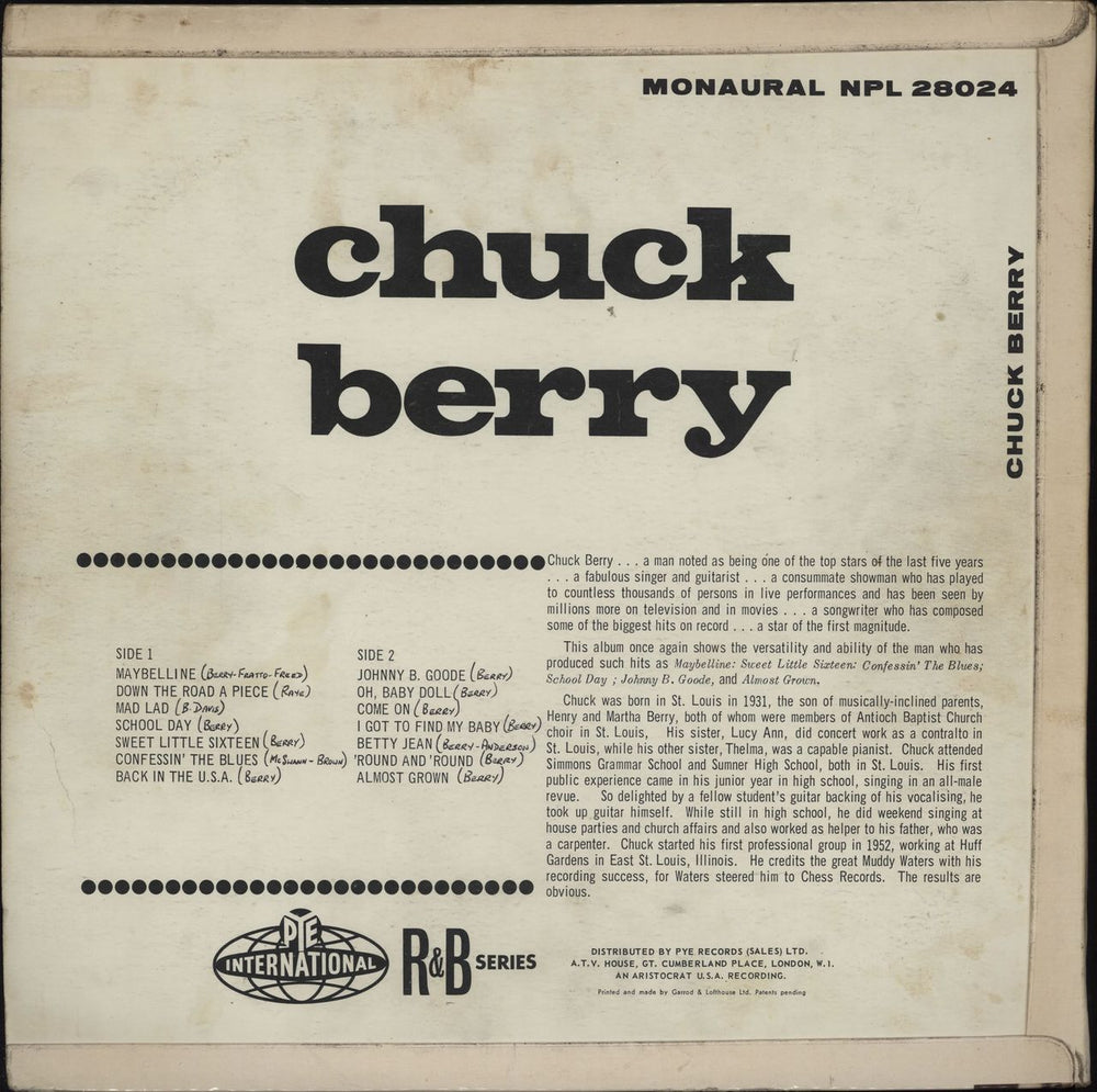 Chuck Berry Chuck Berry - WOS UK vinyl LP album (LP record) CHKLPCH764385