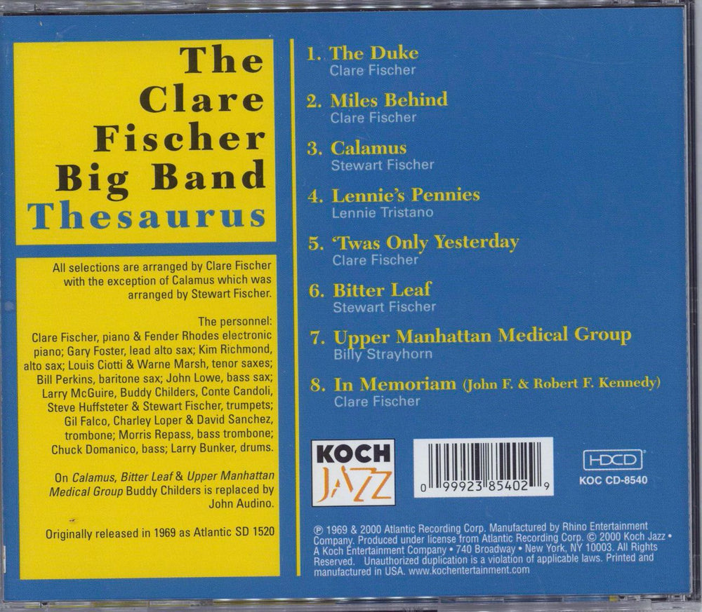 Clare Fischer Thesaurus US CD album (CDLP) CF1CDTH774209