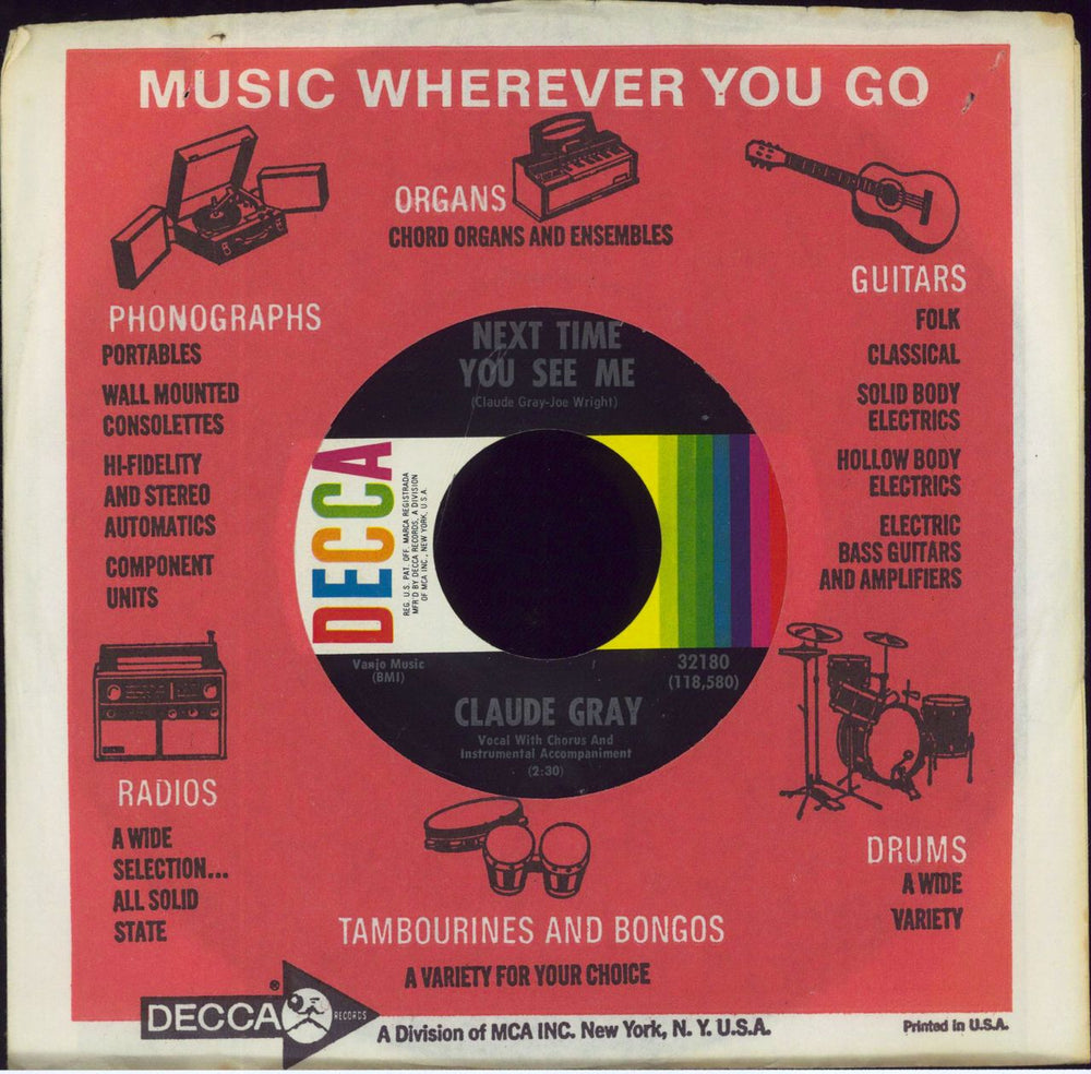 Claude Gray How Fast Them Trucks Can Go / Next Time You See Me US 7" vinyl single (7 inch record / 45)