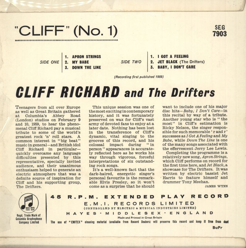 Cliff Richard Cliff (No.1) EP - Mono - 1st - Ex UK 7" vinyl single (7 inch record / 45)