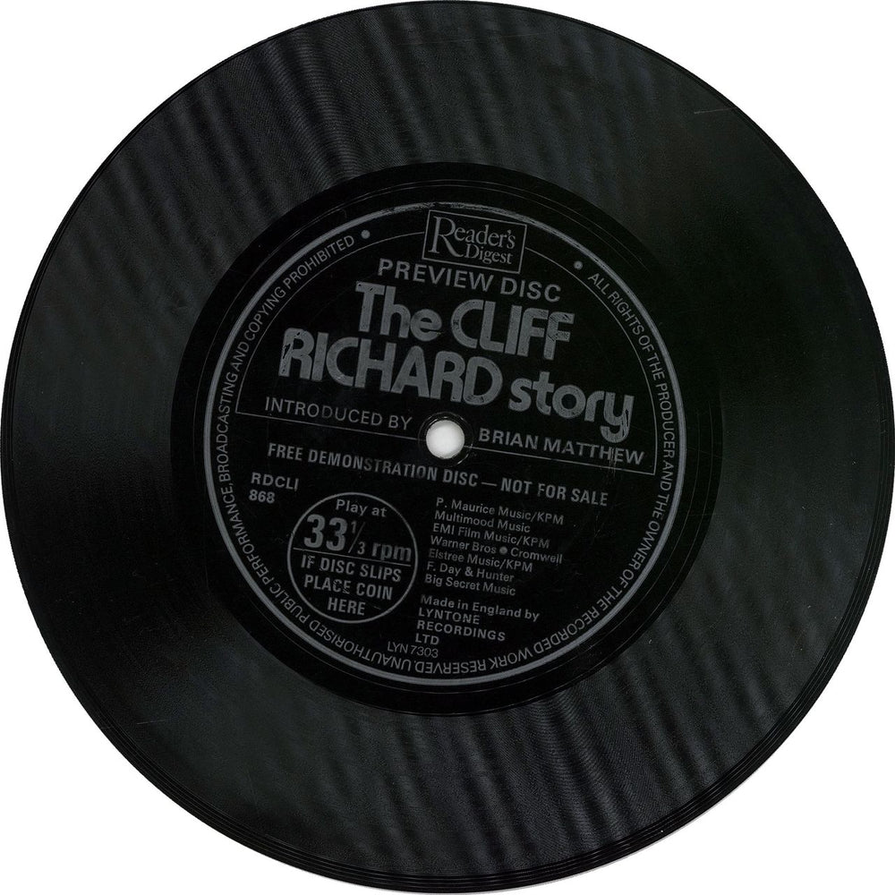 Cliff Richard The Cliff Richard Story Preview Disc UK Promo 7" vinyl single (7 inch record / 45) RIC07TH140574