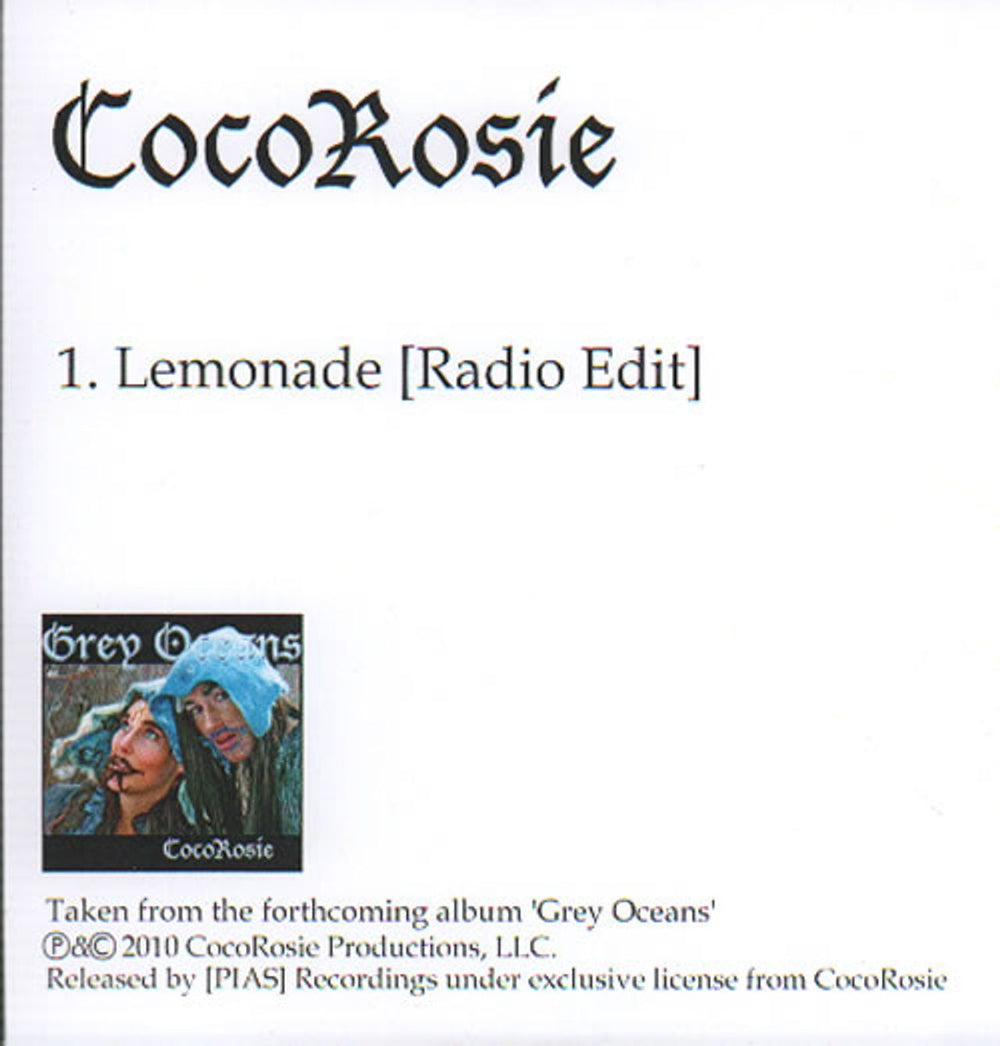 CocoRosie Lemonade UK Promo CD-R acetate CI8CRLE635893