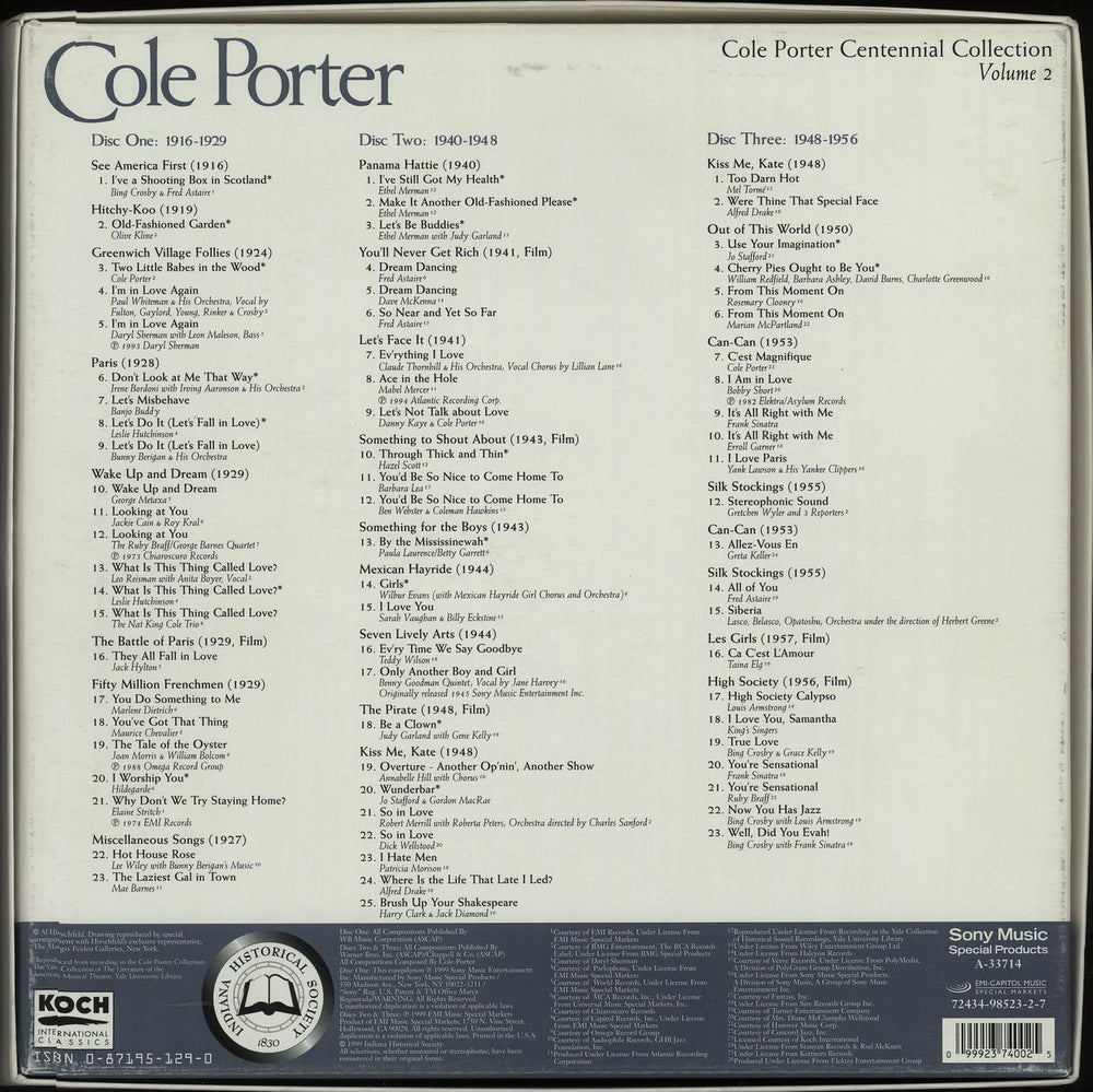 Cole Porter You're Sensational: Cole Porter in the 20's, 40's & 50's US CD Single Box Set D9LCXYO661853