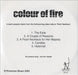 Colour Of Fire Pearl Necklace - Album Sampler UK Promo CD-R acetate CD-R ACETATE