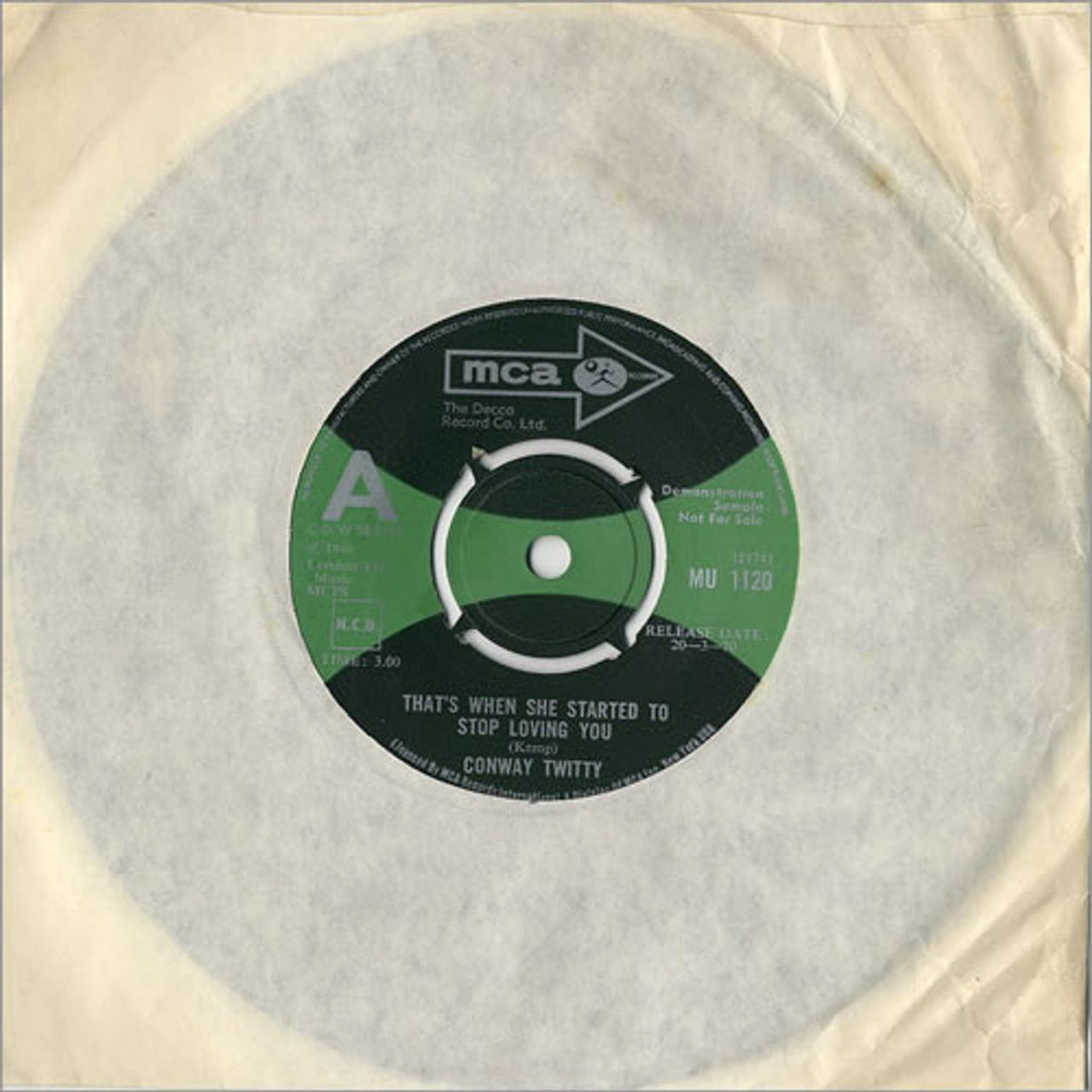 Conway Twitty That's When She Started To Stop Loving You UK Promo 7" vinyl single (7 inch record / 45) MU1120