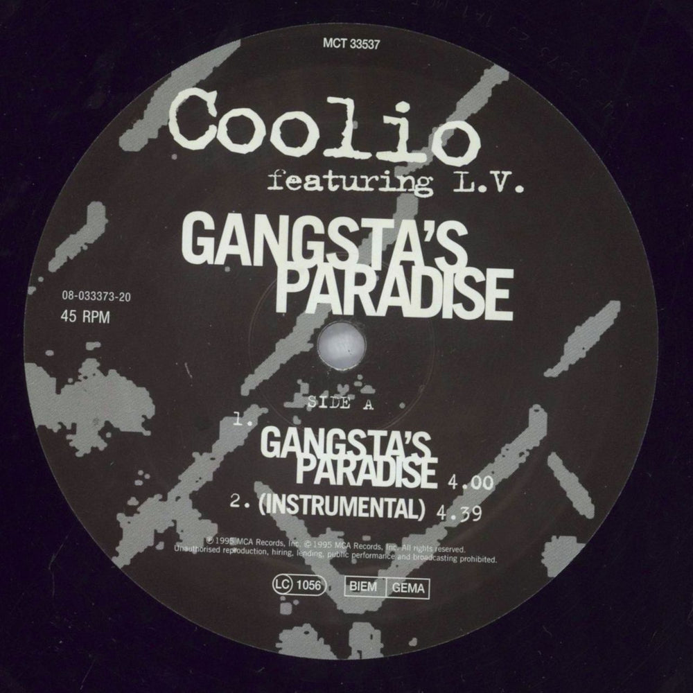 Coolio Gangsta's Paradise UK 12" vinyl single (12 inch record / Maxi-single) CIO12GA827501