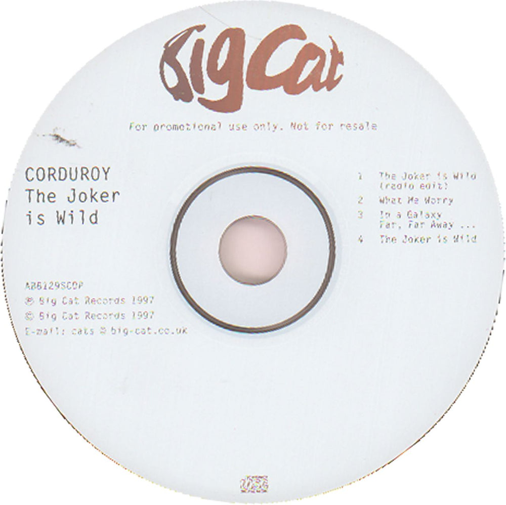 Corduroy The Joker Is Wild UK Promo CD single (CD5 / 5") ABB129SCDP