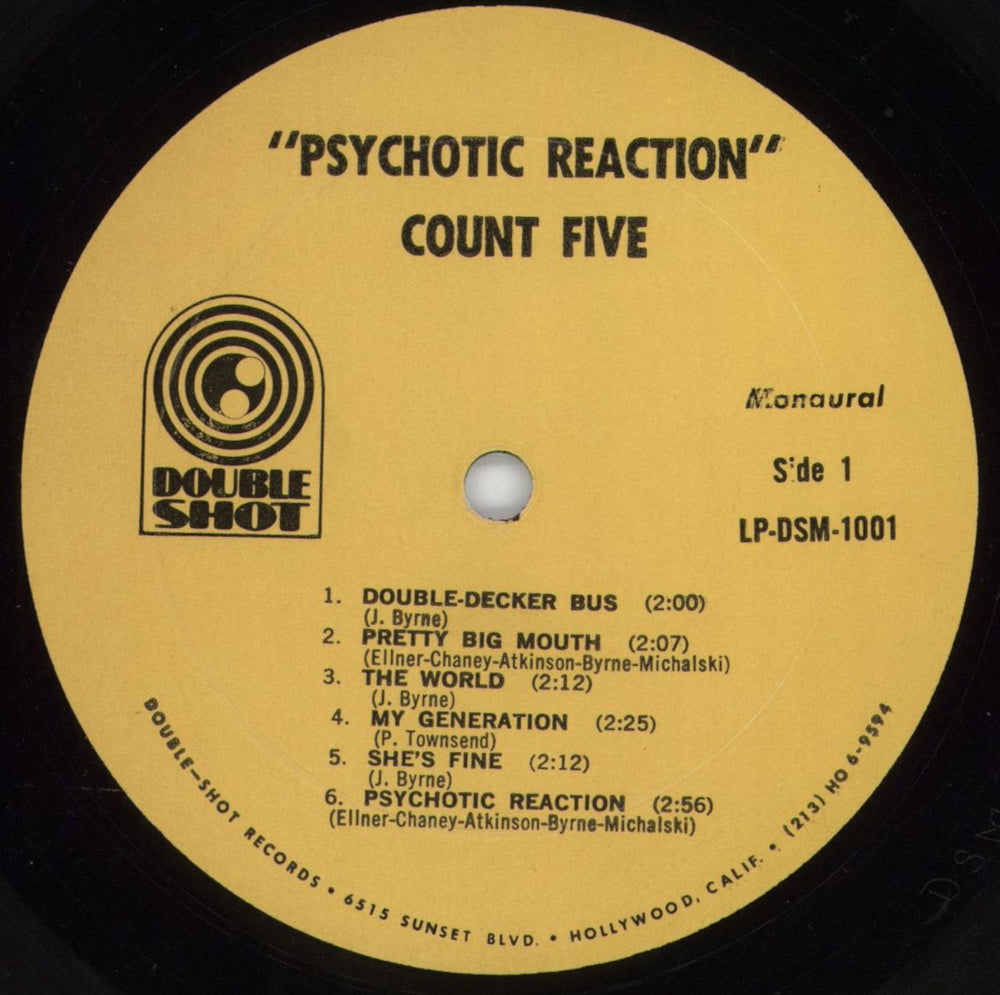 Count Five Psychotic Reaction - 1st Mono - WOS - VG US vinyl LP album (LP record) CT5LPPS805222