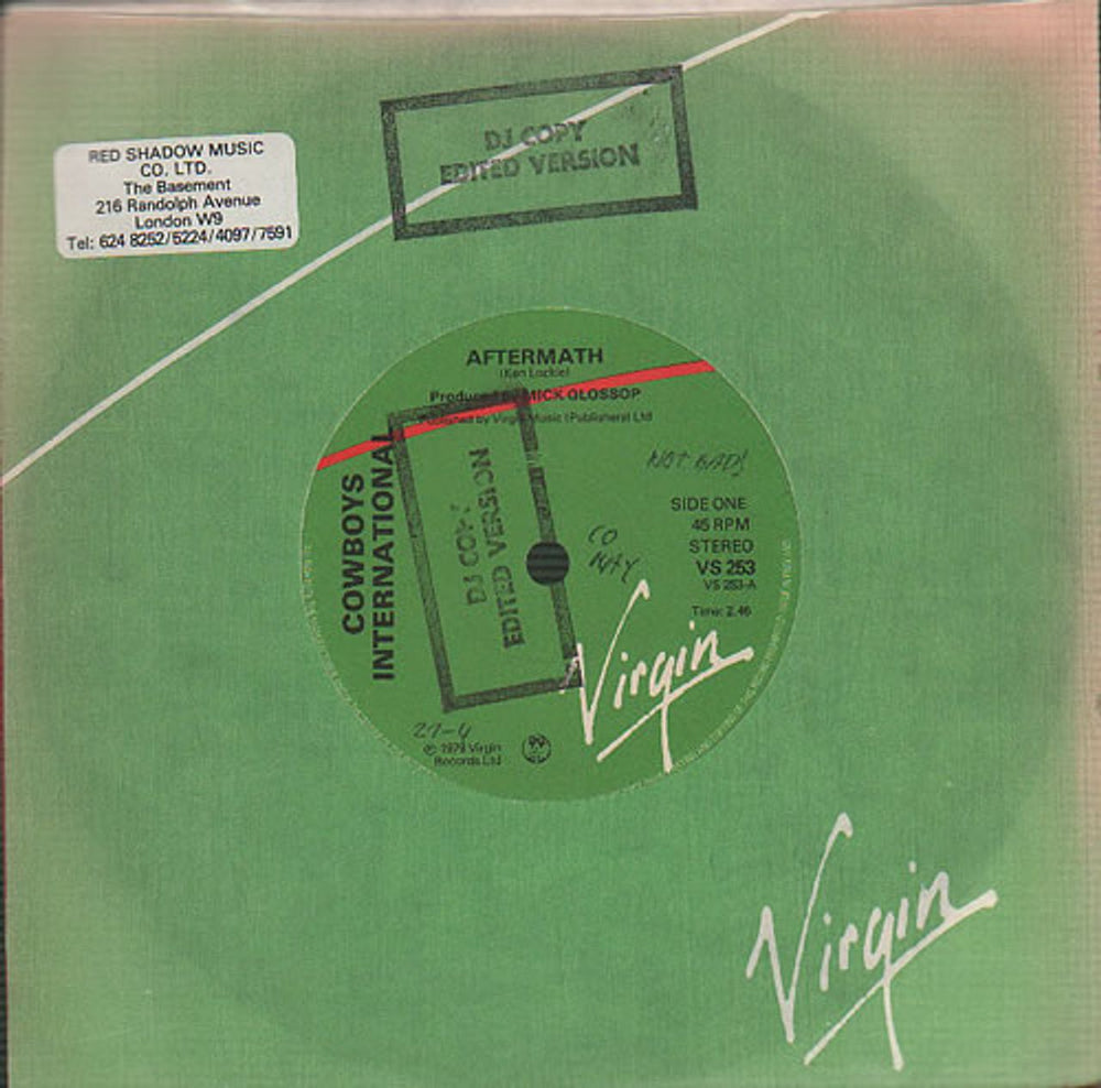 Cowboys International Aftermath - DJ Copy UK Promo 7" vinyl single (7 inch record / 45) VS253