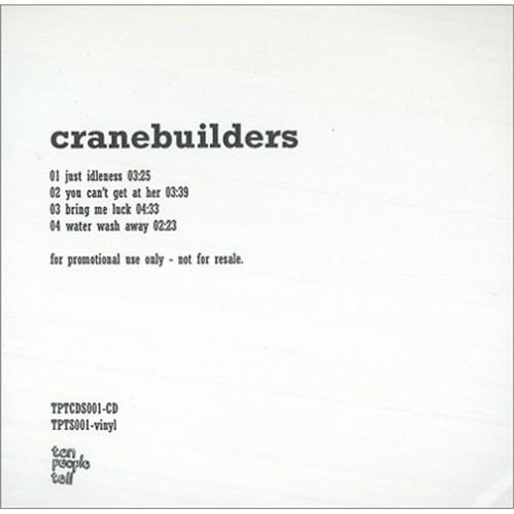 Cranebuilders Just Idleness UK Promo CD-R acetate CD-R ACETATE