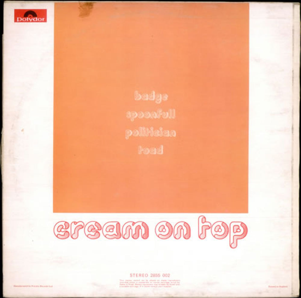 Cream Cream On Top UK vinyl LP album (LP record) CRMLPCR65626