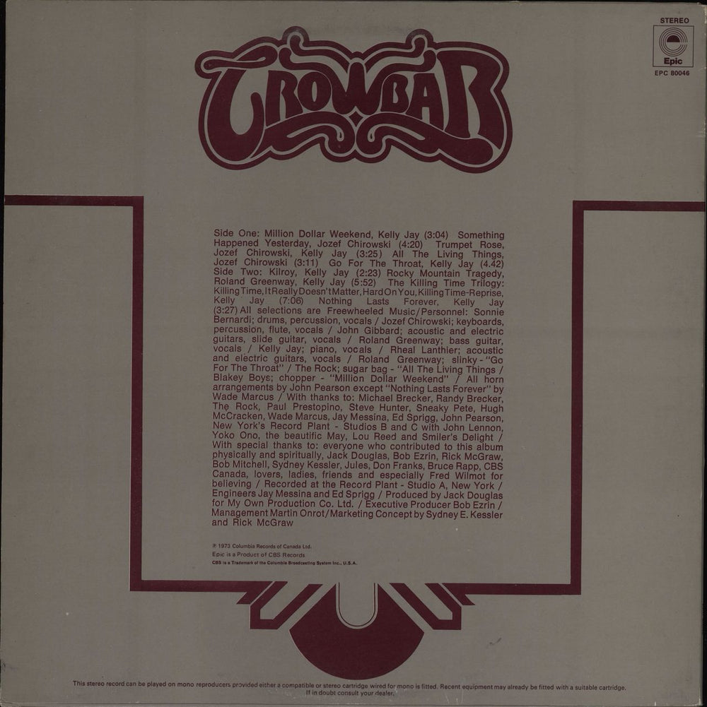 Crowbar [1970S] Crowbar UK vinyl LP album (LP record)