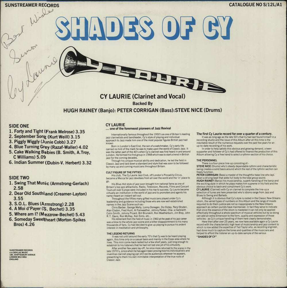 Cy Laurie Shades Of Cy - Autographed UK vinyl LP album (LP record) CYILPSH659520