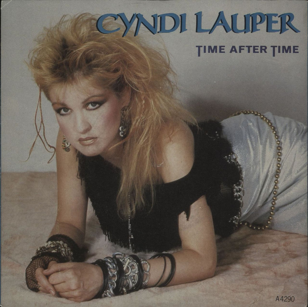 Cyndi Lauper Time After Time - Injection + Sleeve UK 7" vinyl single (7 inch record / 45) A4290