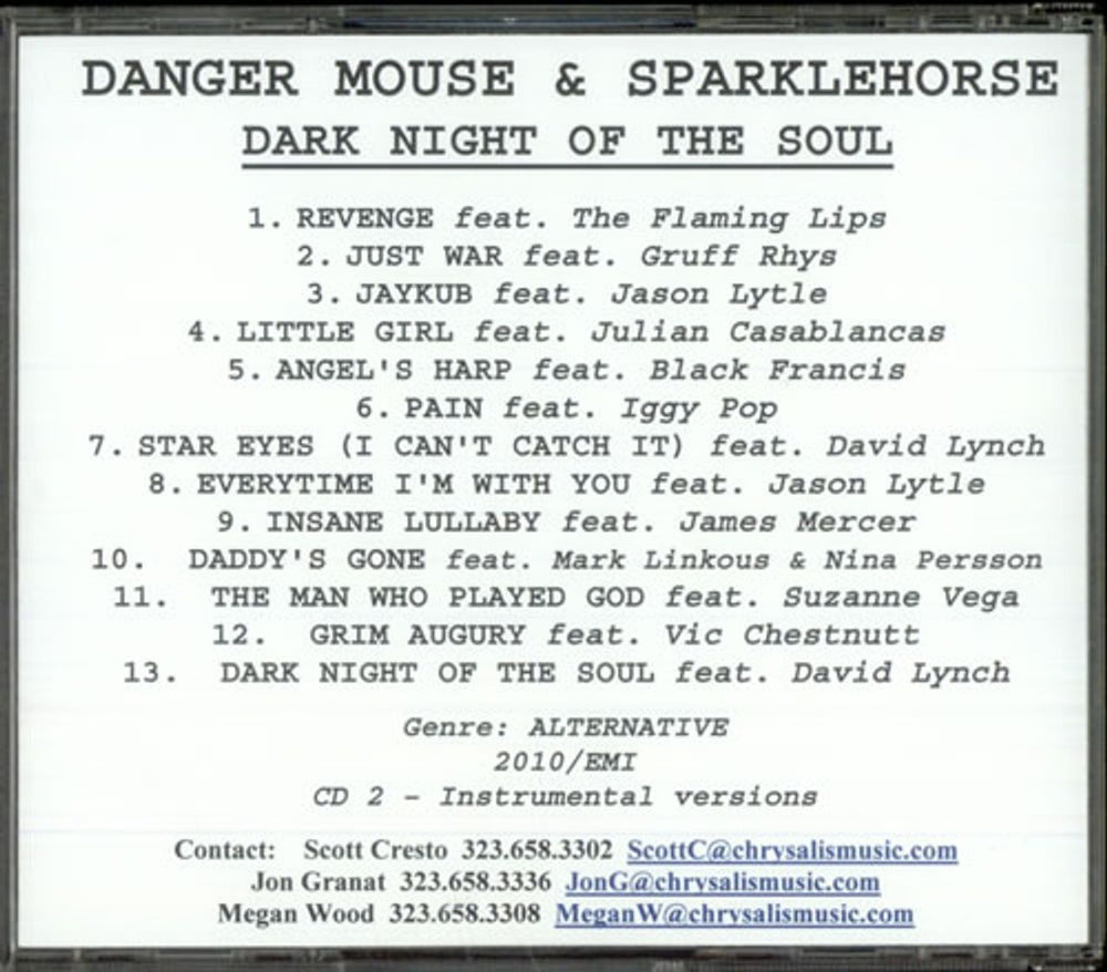 Danger Mouse Dark Night Of The Soul US Promo CD-R acetate CDR ACETATE