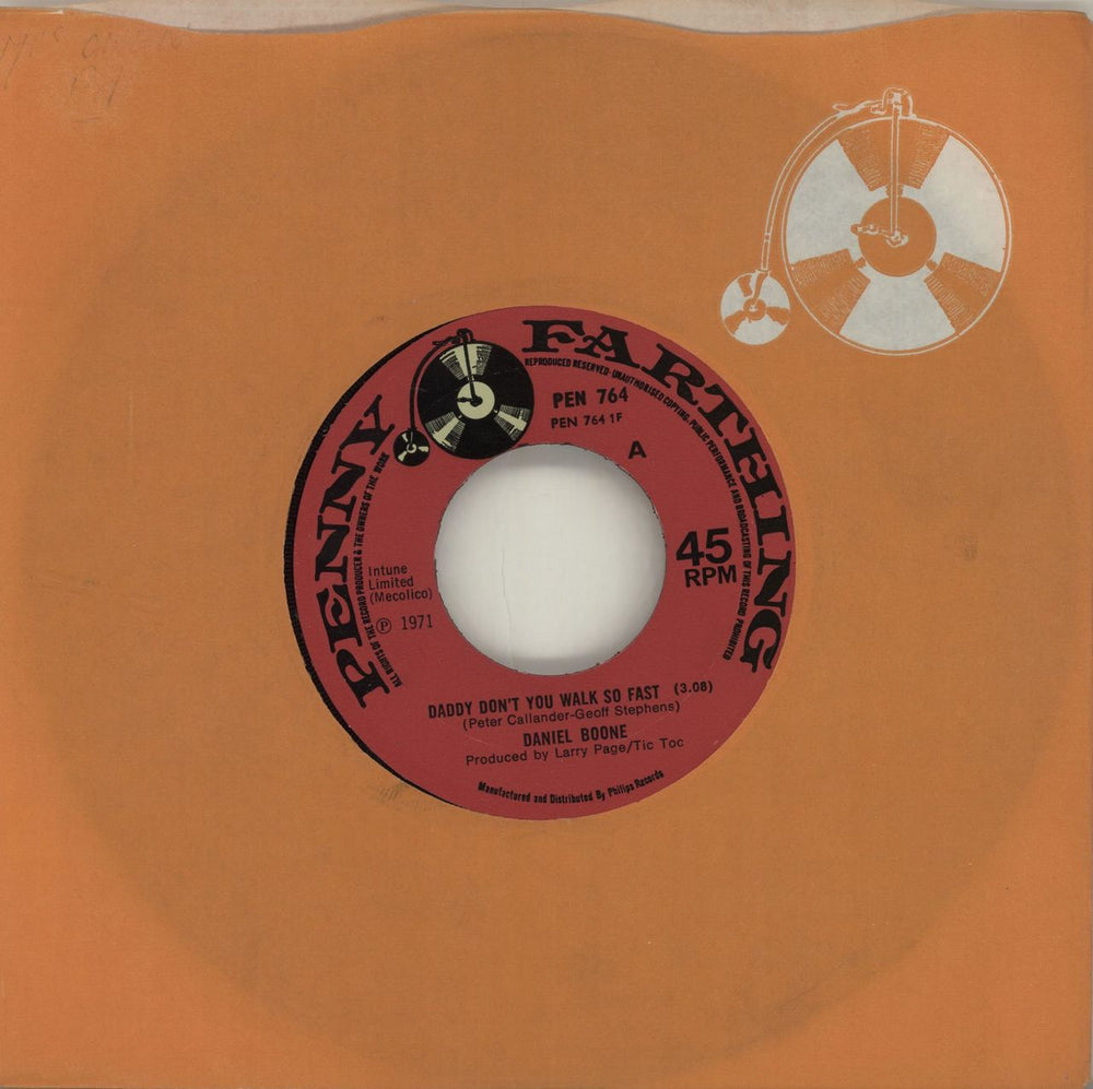 Daniel Boone Daddy Don't You Walk So Fast UK 7" vinyl single (7 inch record / 45) PEN764
