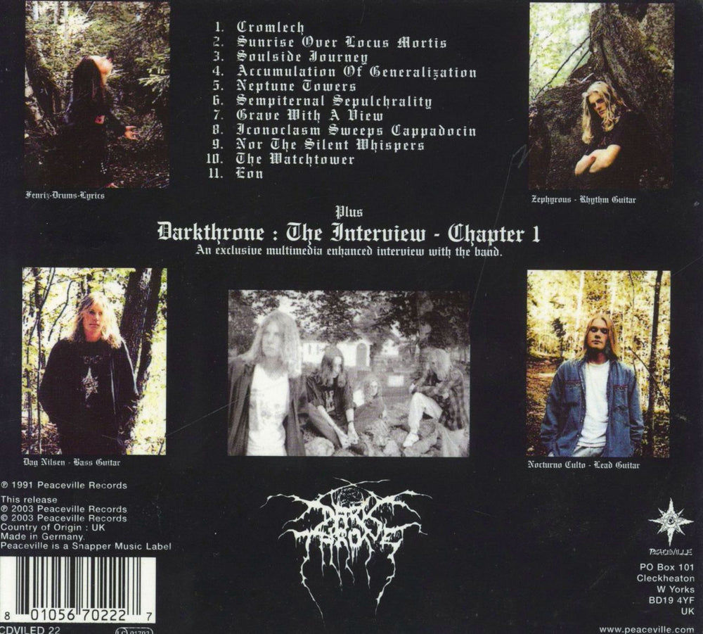 Darkthrone Soulside Journey UK CD album (CDLP) 801056702227