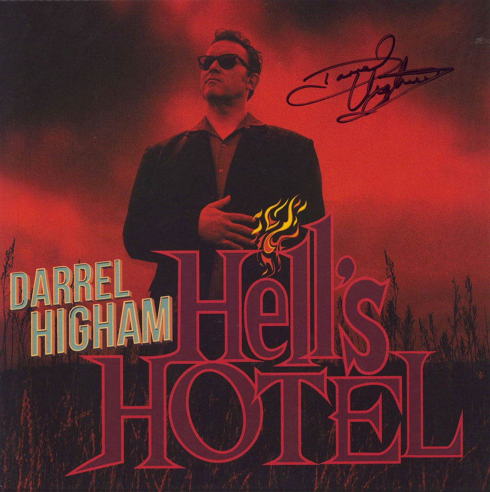 Darrel Higham & The Barnshakers Hell's Hotel - Red Vinyl - Autographed UK vinyl LP album (LP record) 6046341131