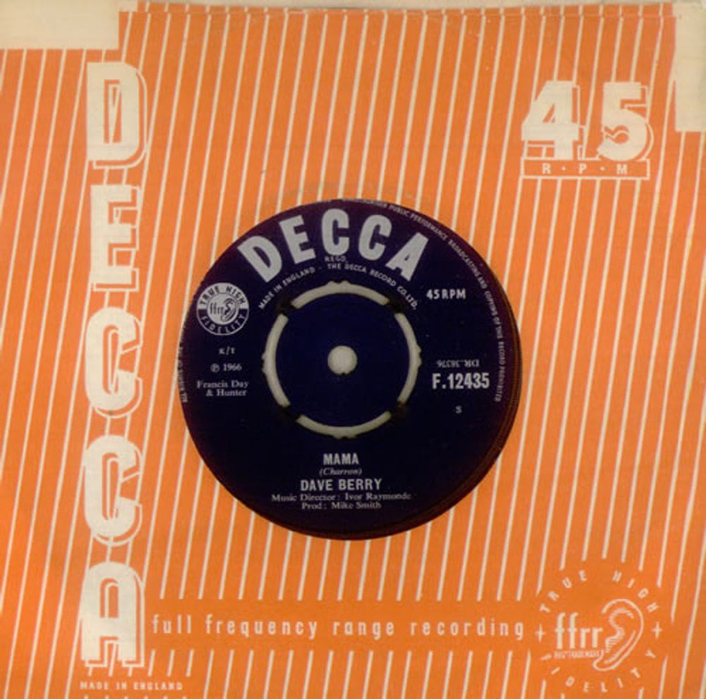 Dave Berry Mama UK 7" vinyl single (7 inch record / 45) F.12435