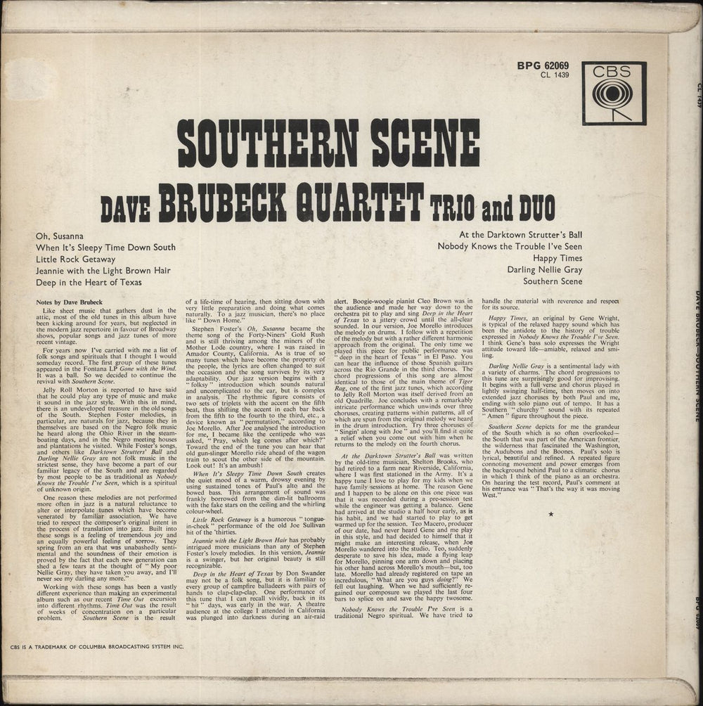 Dave Brubeck Southern Scene UK vinyl LP album (LP record)