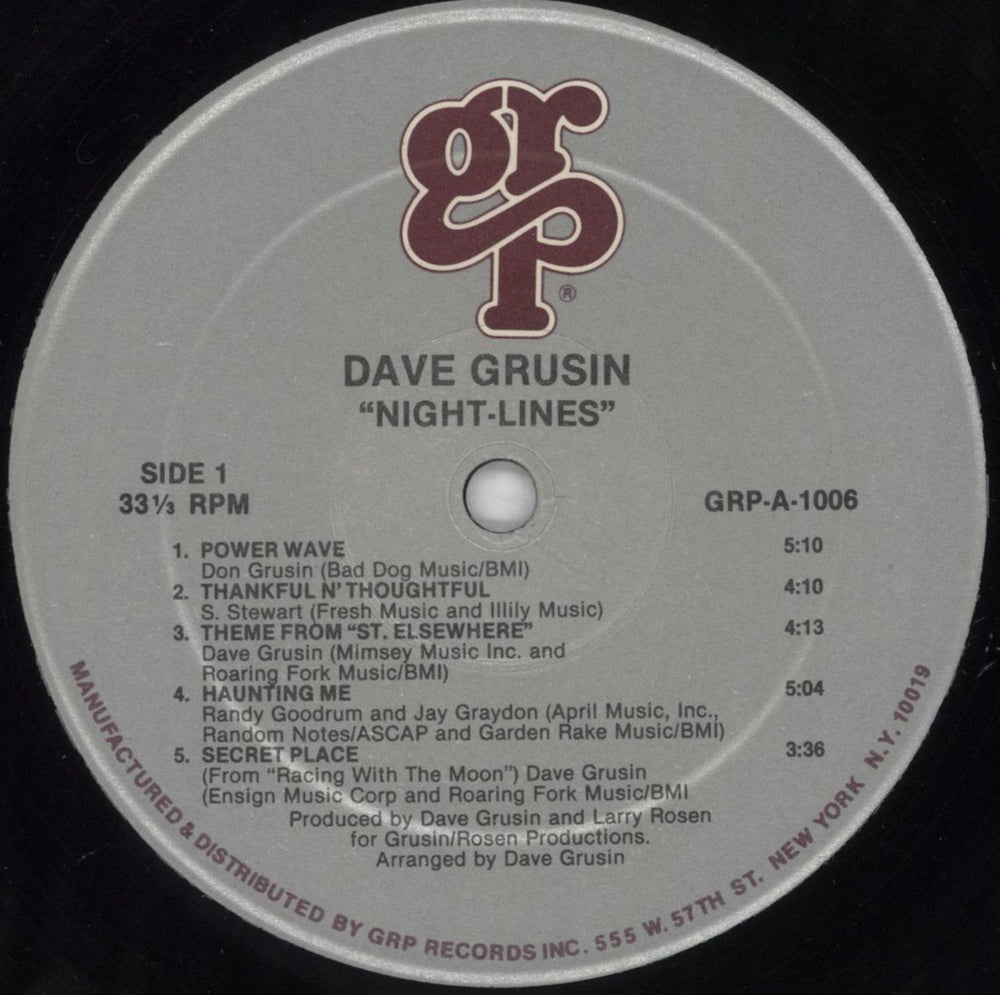 Dave Grusin Night-Lines - EX US vinyl LP album (LP record) DGULPNI821522