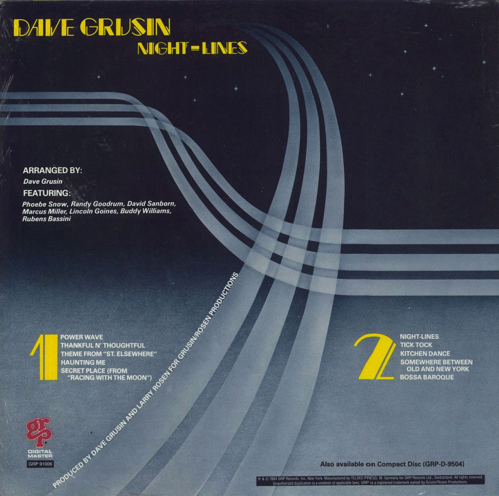 Dave Grusin Night-Lines - Shrink German vinyl LP album (LP record)
