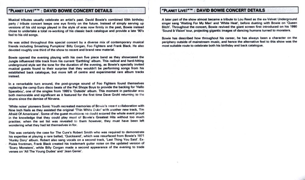 David Bowie Coca-Cola Planet Live Austrian Promo 2 CD album set (Double CD) Deleted