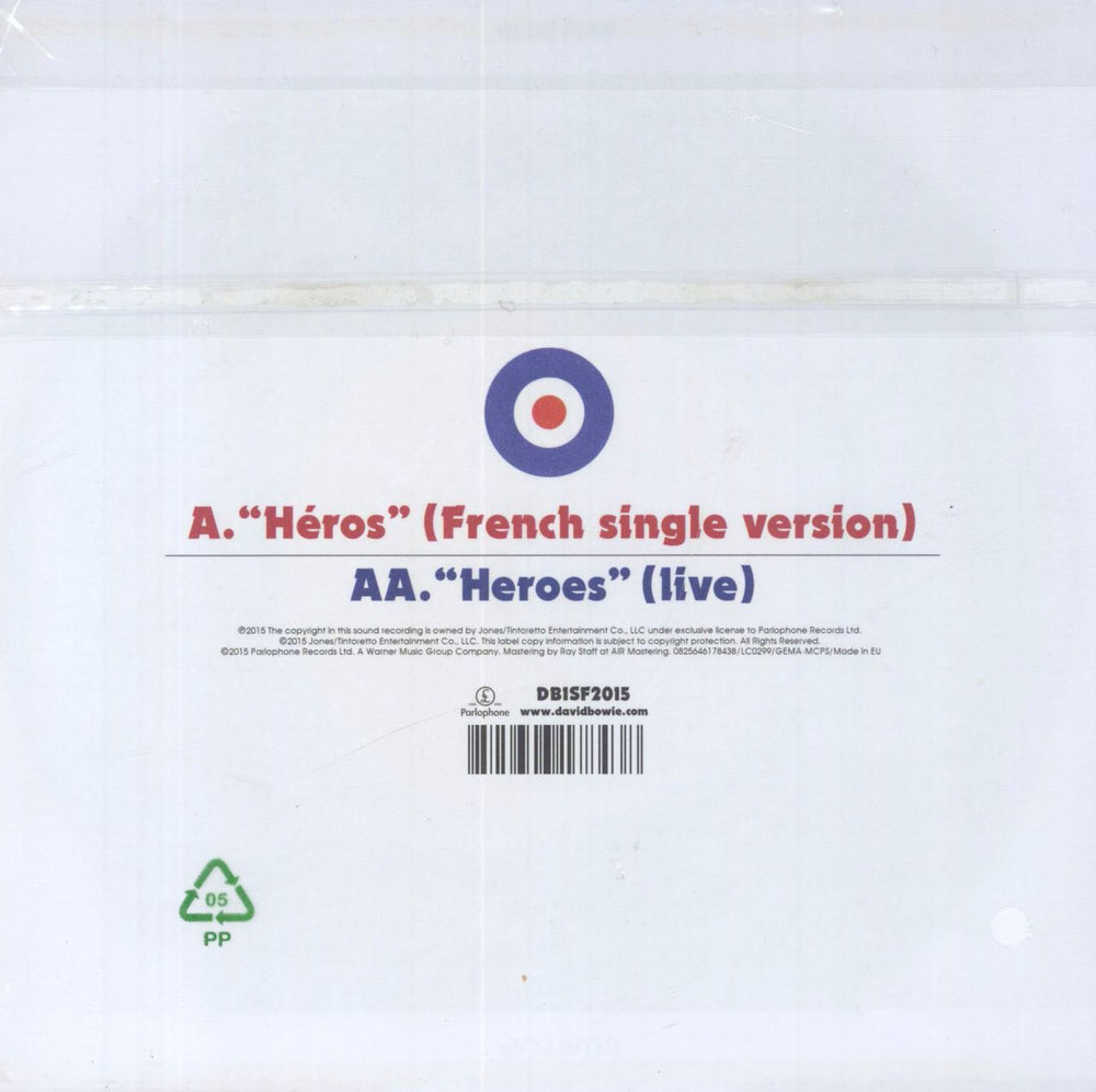 David Bowie Heroes - Hype Stickered Bag French 7" vinyl single (7 inch record / 45) 825646178438