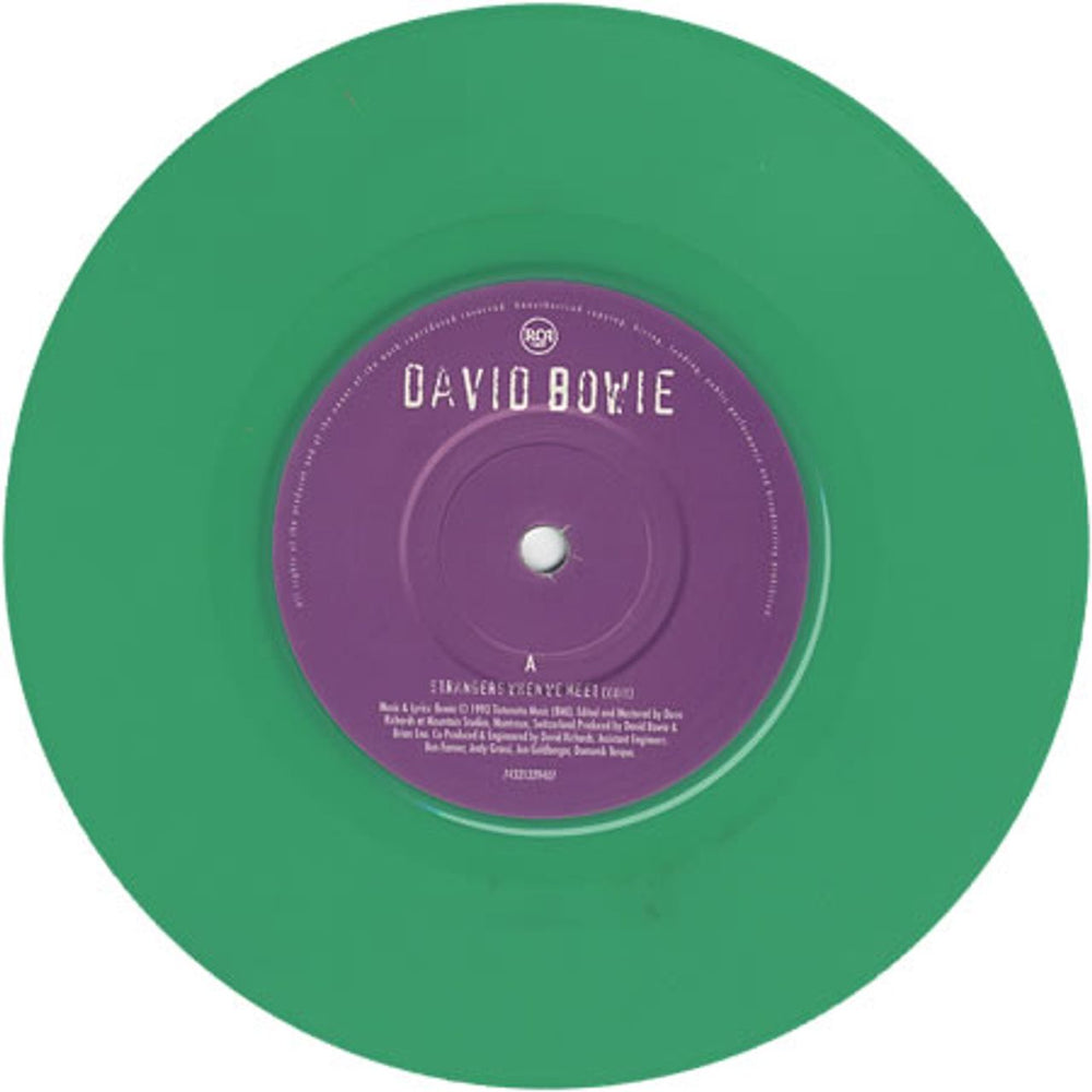 David Bowie Strangers When We Meet - Green Vinyl UK 7" vinyl single (7 inch record / 45) BOW07ST56310