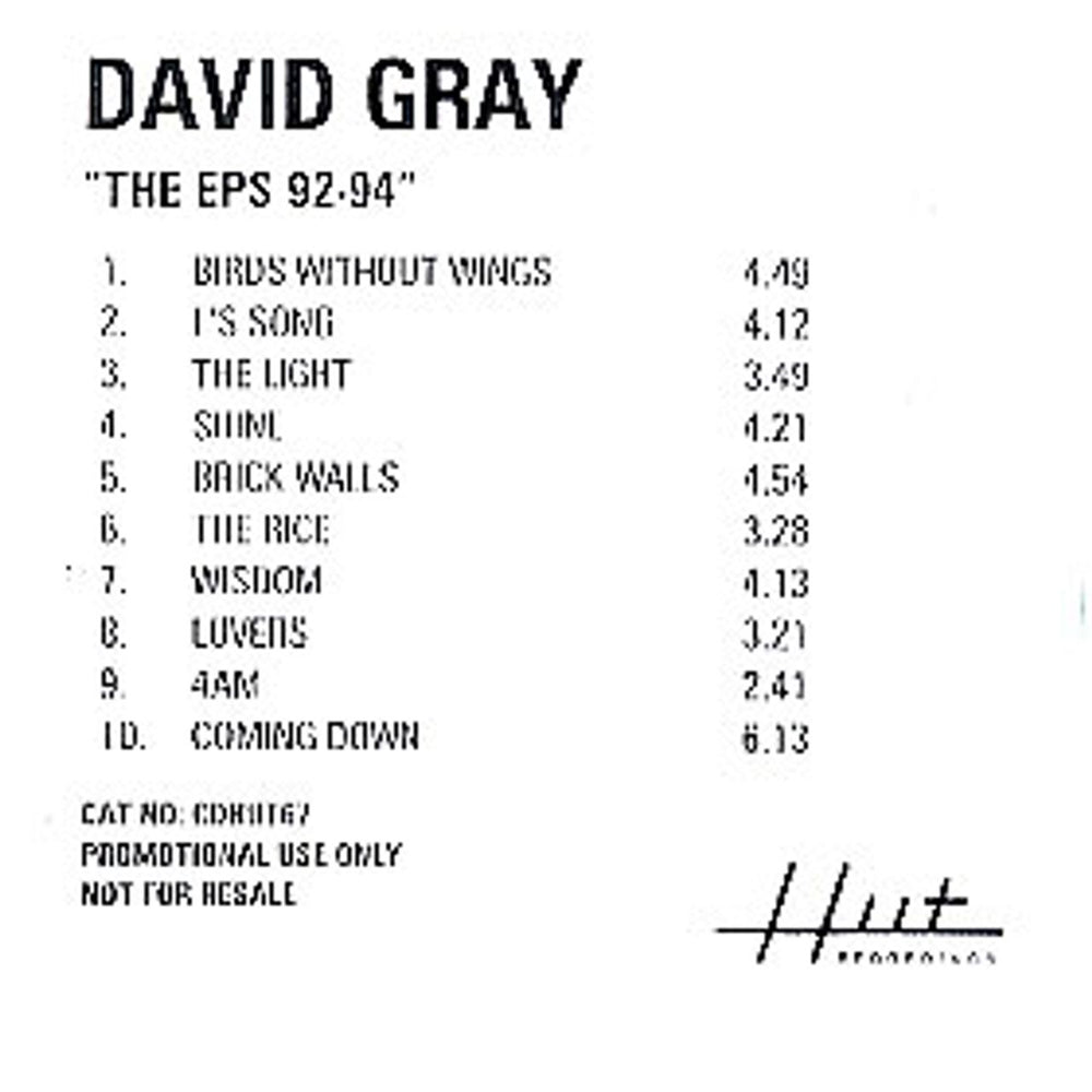 David Gray The EPs 92-94 UK Promo CD-R acetate CD ACETATE
